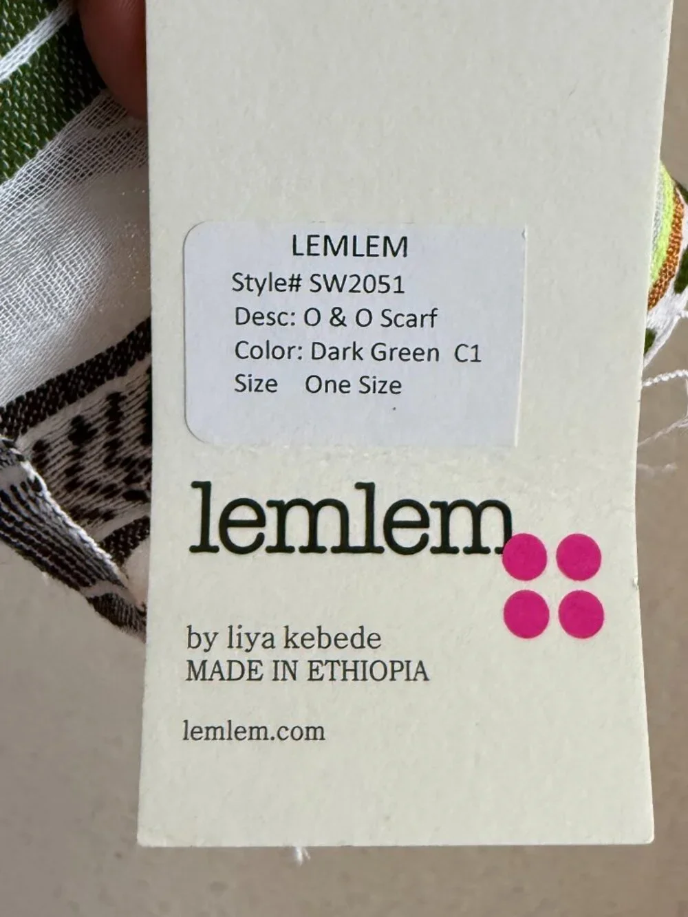 Lemlem One and Only Stripe Green Printed Scarf